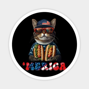 American Shorthair Merica Hotdog Patriotic 4th of July Magnet